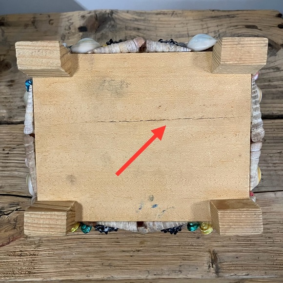 Sea Shell Wood Trinket Box Vintage Ocean Mermaid Treasure Jewelry Chest 6" long - Picture 4 of 9